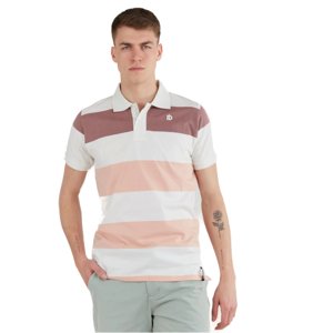 FUNDANGO-Incognito Stripe Poloshirt-311-powder stripe Růžová XL