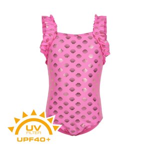COLOR KIDS-Swimsuit w. frills UPF 40+ Sugar Pink Růžová 128