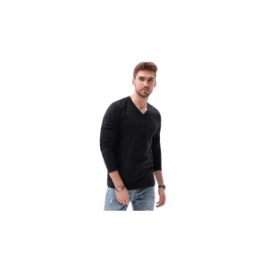 OMBRE-T-shirt LS-L136-V6-BLACK Černá S