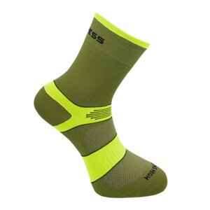 Ponožky Progress CYCLING HIGH SOX oliva/limetka Velikost: 3-5